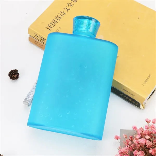 14 oz Square Sport Flat Plastic Water Bottle with Rope