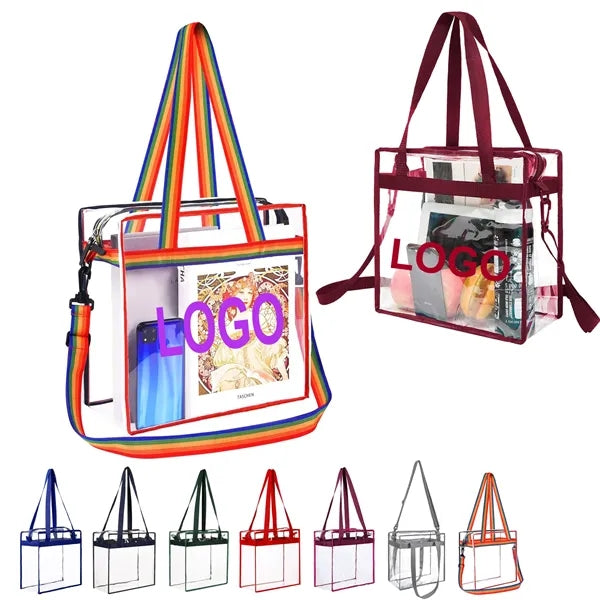 Clear PVC Stadium Tote Bag With Zipper Closure
