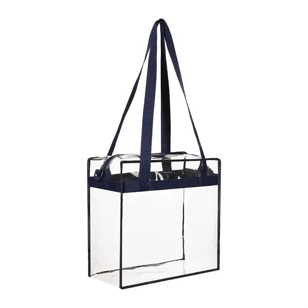 Clear PVC Stadium Tote Bag With Zipper Closure
