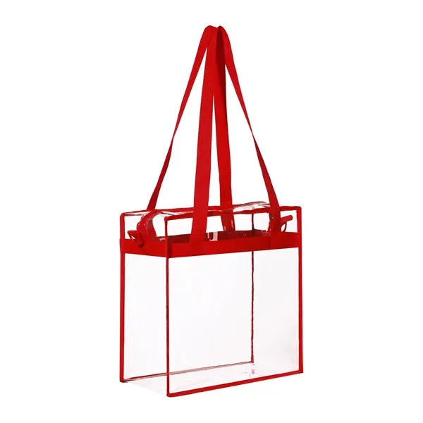 Clear PVC Stadium Tote Bag With Zipper Closure