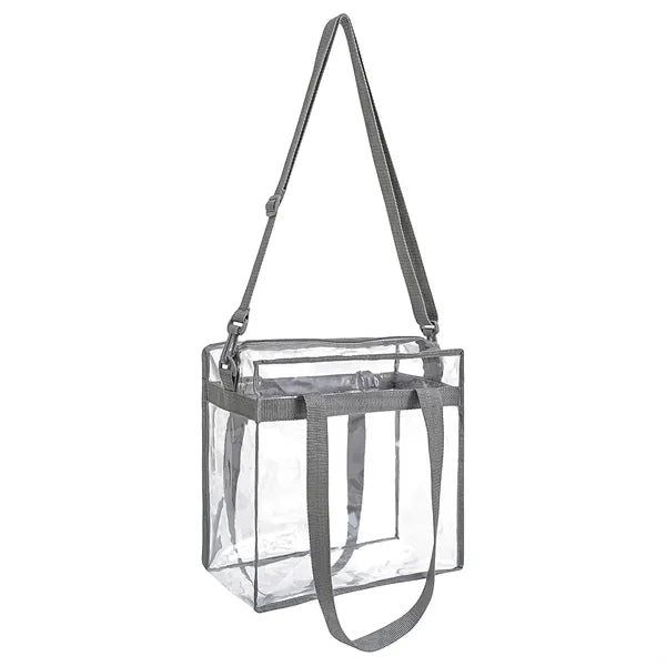 Clear PVC Stadium Tote Bag With Zipper Closure