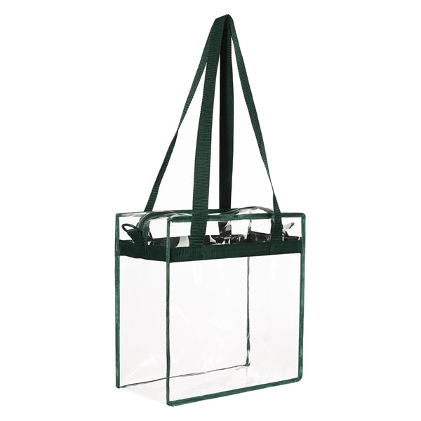 Clear PVC Stadium Tote Bag With Zipper Closure