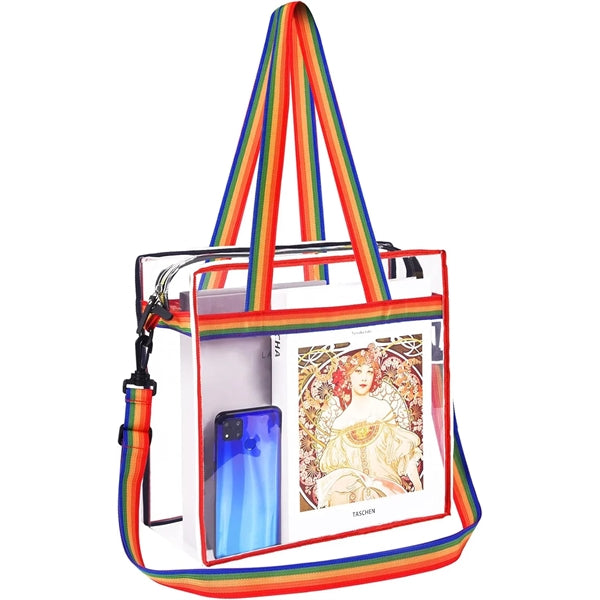 Clear PVC Stadium Tote Bag With Zipper Closure