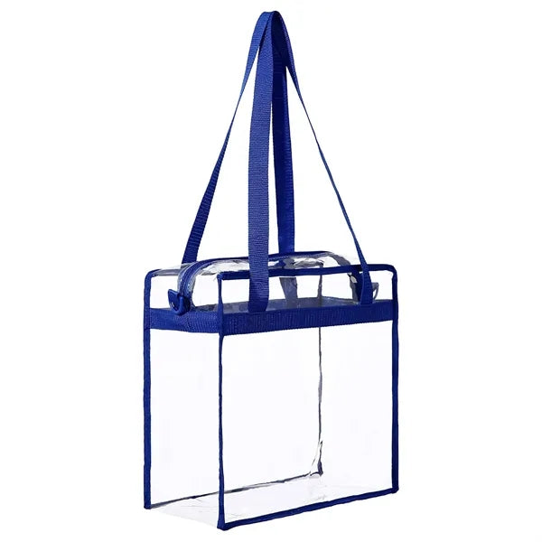 Clear PVC Stadium Tote Bag With Zipper Closure