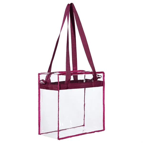 Clear PVC Stadium Tote Bag With Zipper Closure