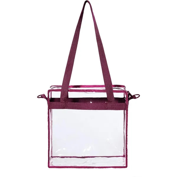 Clear PVC Stadium Tote Bag With Zipper Closure