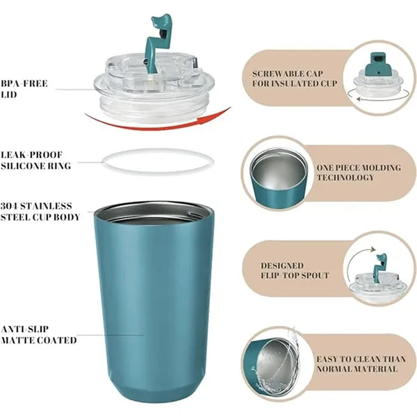 Vacuum Insulated Leakproof Travel Coffee Mug with Lid