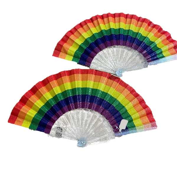 Shiny Rainbow Large Foldable Fan