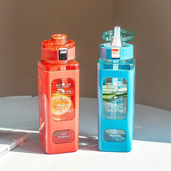 30 oz Square Large Capacity Straw Plastic Water Bottle