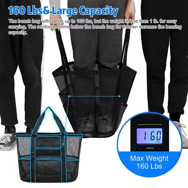 Family Summer Travel Large Capacity Mesh Beach Tote Bag