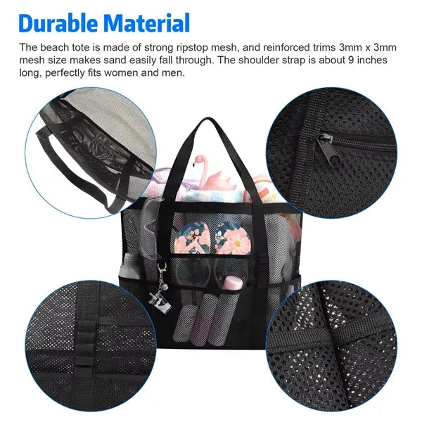 Family Summer Travel Large Capacity Mesh Beach Tote Bag