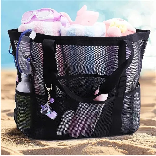Family Summer Travel Large Capacity Mesh Beach Tote Bag