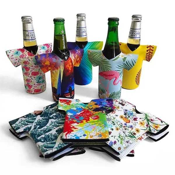 Short Sleeve T-Shirt Shape Neoprene Beer Bottle Holder