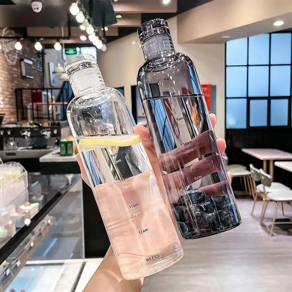 17 oz Transparent Plastic Bottle with Time Marker