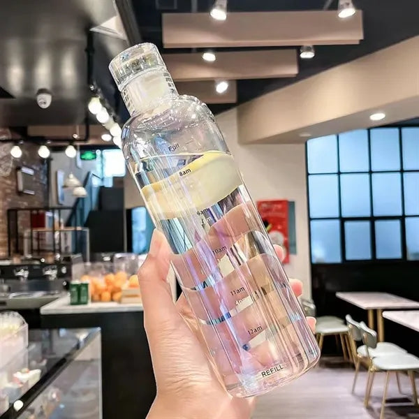 17 oz Transparent Plastic Bottle with Time Marker