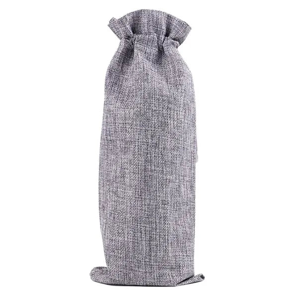Linen Red Wine Bag with Drawstring Closure for Elegant