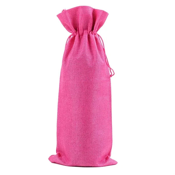 Linen Red Wine Bag with Drawstring Closure for Elegant