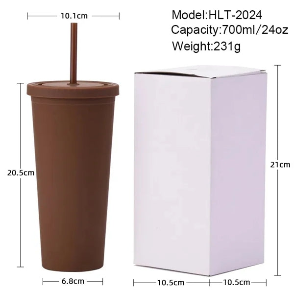 Fashion 24oz Double Wall Cup Plastic Tumblers With Lids