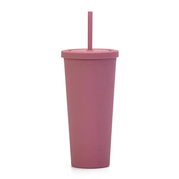 Fashion 24oz Double Wall Cup Plastic Tumblers With Lids