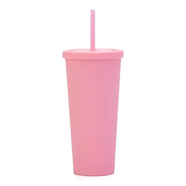 Fashion 24oz Double Wall Cup Plastic Tumblers With Lids