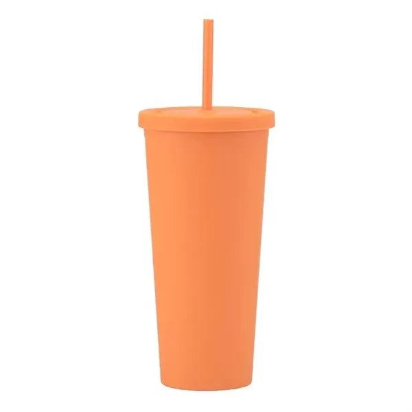Fashion 24oz Double Wall Cup Plastic Tumblers With Lids