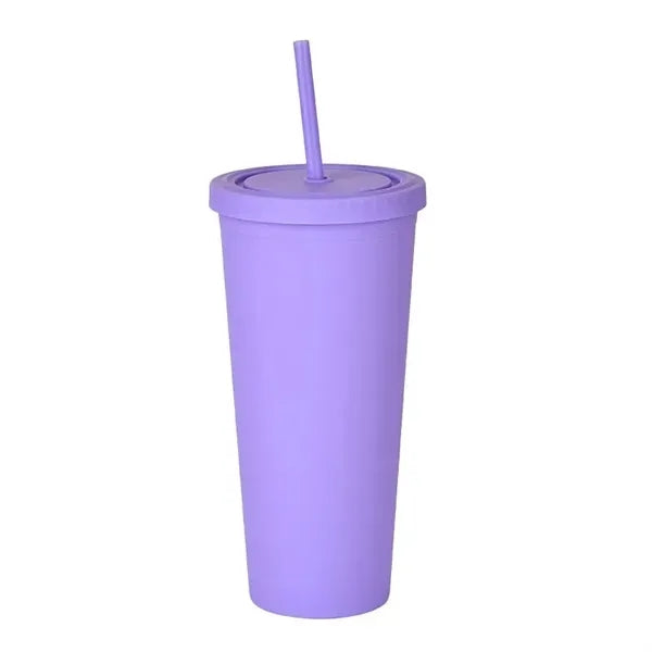 Fashion 24oz Double Wall Cup Plastic Tumblers With Lids