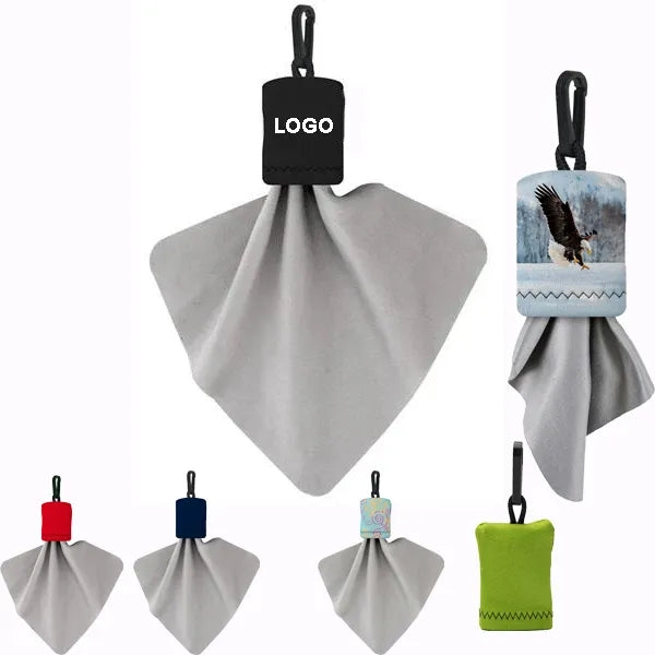 Clip-on Microfiber Lens Cloth Carry Pouch
