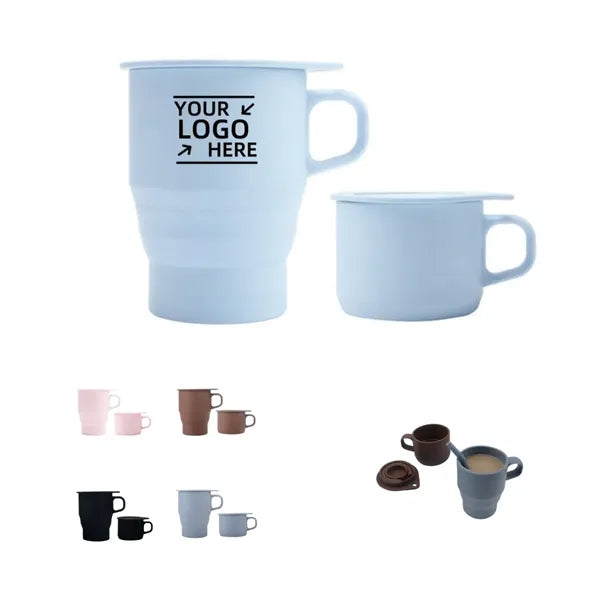 Silicone Collapsible Travel Cup with Lid Straw