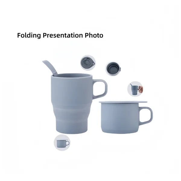 Silicone Collapsible Travel Cup with Lid Straw