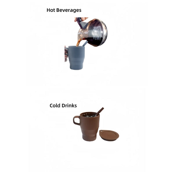 Silicone Collapsible Travel Cup with Lid Straw