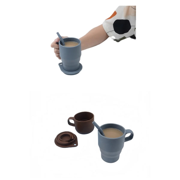 Silicone Collapsible Travel Cup with Lid Straw