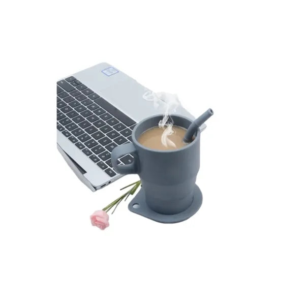 Silicone Collapsible Travel Cup with Lid Straw