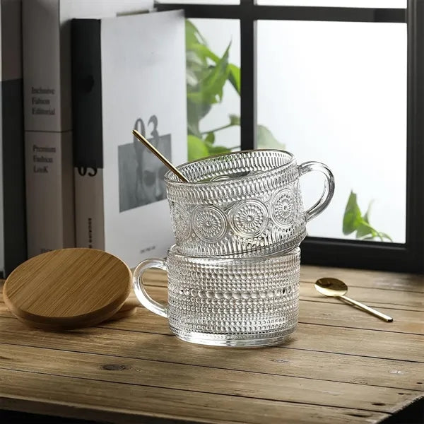 14oz Glass Iced Coffee Mugs Cups with Lids