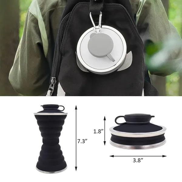 17 OZ Portable Silicone Collapsible Cup with Carabiner