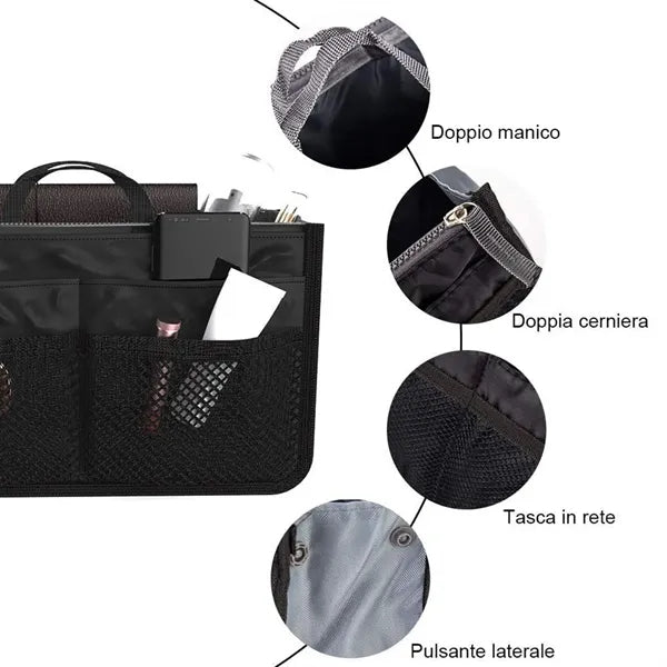Multi Pocket Insert Organizer Bag With Handles