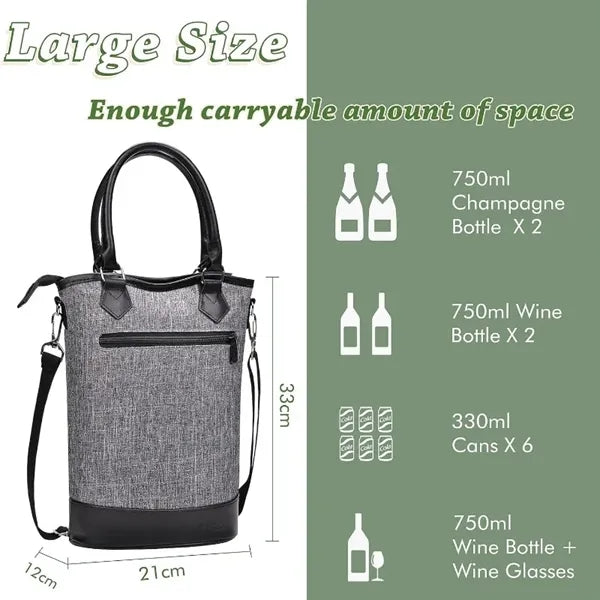 Vino Gift Carrier Tote -Travel Padded 2 Bottle Wine