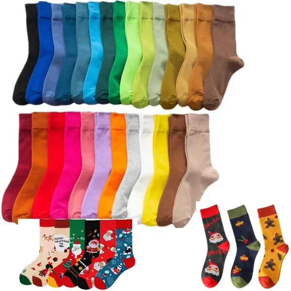 Cotton Mid-calf Socks with Embroidery Printing