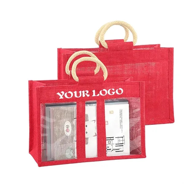 Side Window Jute Tote Bag