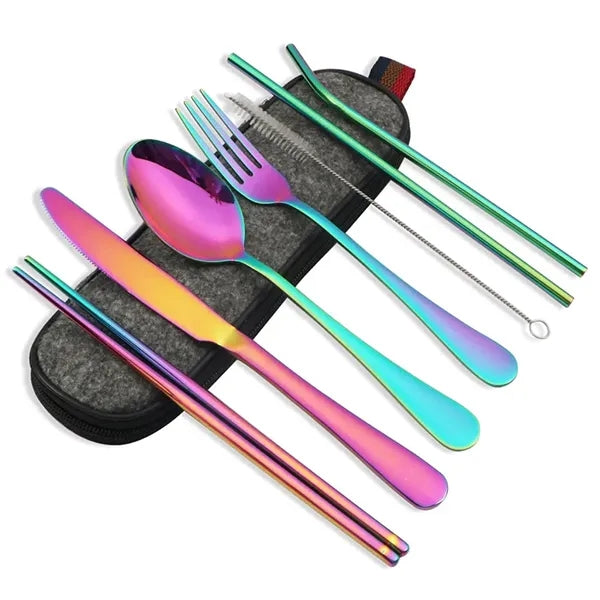 Portable Stainless Steel Camping Flatware Set