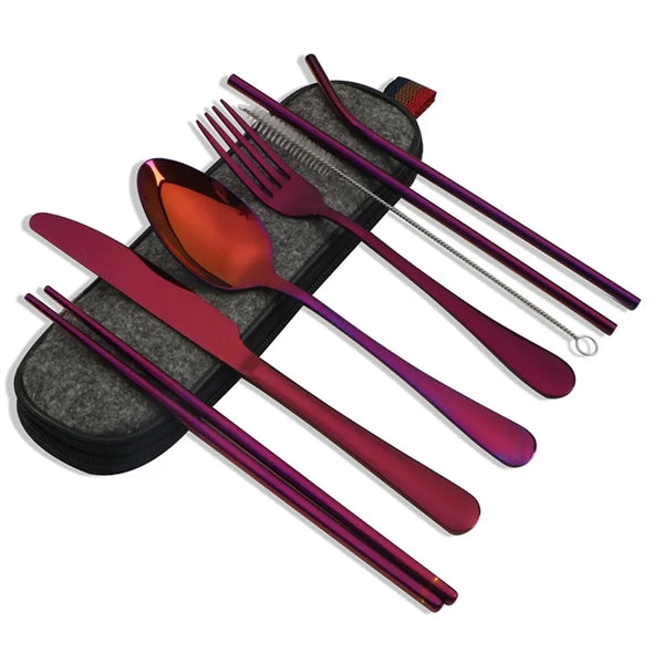 Portable Stainless Steel Camping Flatware Set