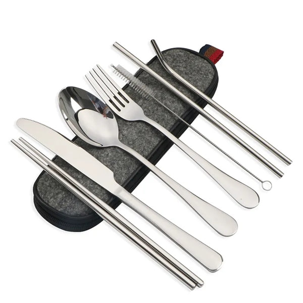 Portable Stainless Steel Camping Flatware Set