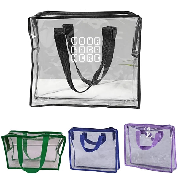 Zipper Closure Clear PVC Tote Bag