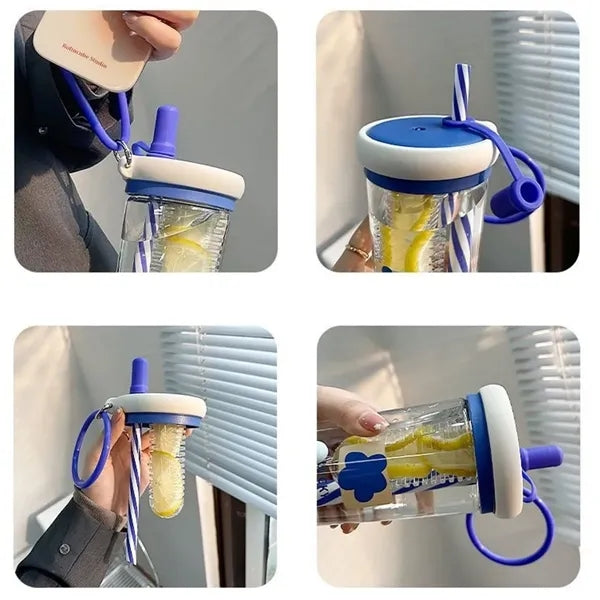 800Ml Kawaii Straw Bottle