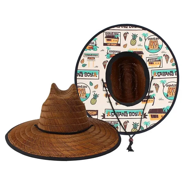 Lifeguard Straw Hat w/ Full Color Underbrim & Patch LGBT