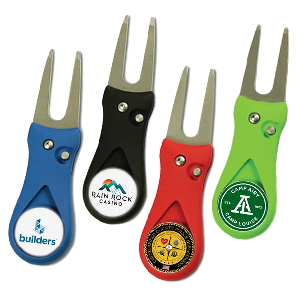 Metal Golf Divot Tool w/ Magnetic Ball Marker