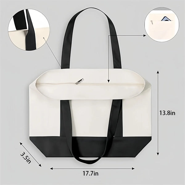 Cotton Tote Bag for Shopping Grocery Travel Zipper