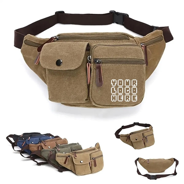Canvas Waist Bag W/ 7 Pockets