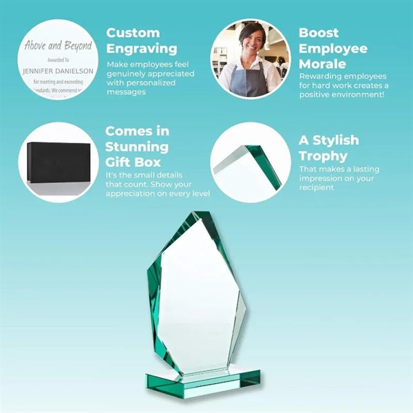 Engraved Jade Glass Trophy - Award for Employees