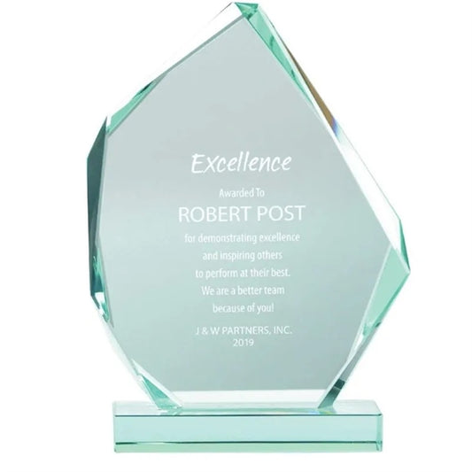 Engraved Jade Glass Trophy - Award for Employees