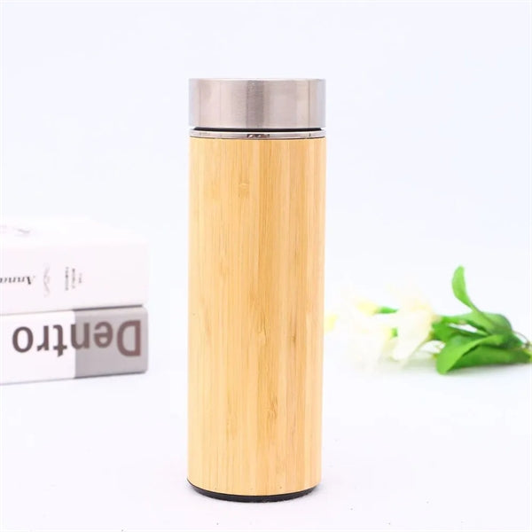 15 OZ Vacuum Eco Natural Bamboo Stainless Flask Bottle